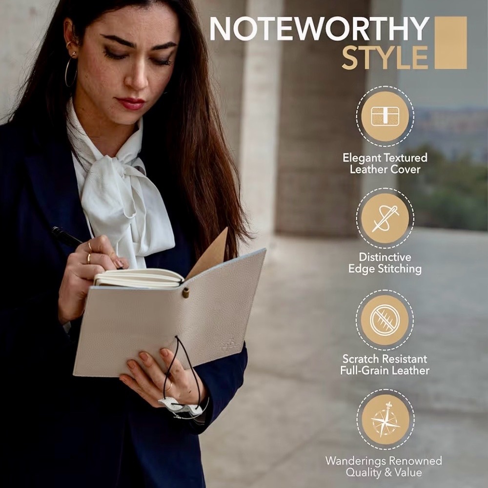 Wanderings Full-Grain Leather Traveler’s Notebook – Regular Size Color OAT - Picture 3 of 3